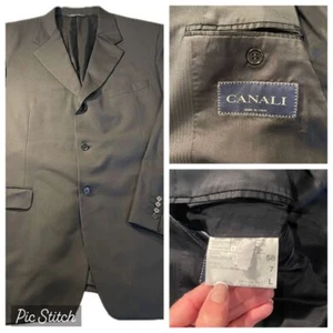 CANALI Super 120s 100% Wool 2-Piece Suit Jacket Coat Dress Pants Black Size 48 - Picture 1 of 13