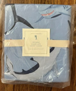 NEU Pottery Barn Kids Bio Hai Biss Doppel Bettbezug, Ozean, Fisch, Maritim - Bild 1 von 3