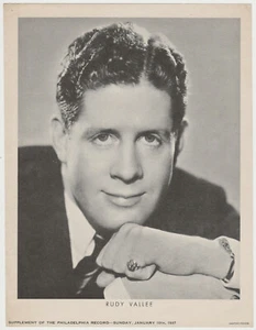 Rudy Vallee 1937 Fecha Philadelphia Record Periódico Suplemento Foto M23 - Imagen 1 de 2