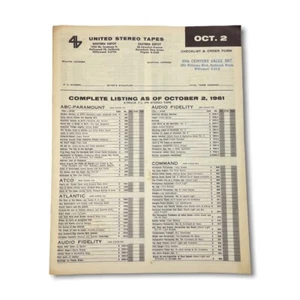 United Stereo Tapes Catalog of Stereo 4-Track Tapes Fall 1961 Command Decca - Picture 1 of 5