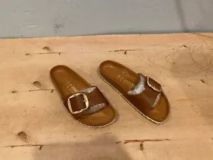Birkenstock Madrid Big Buckle Slide , Cognac Leather , Sz 38 / 7 - 7.5 - Picture 1 of 8