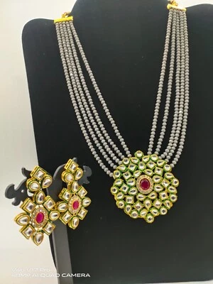 kundan conjunto largo con pendientes para mujer y niña con estilo último diseño. Foto 1 de 3