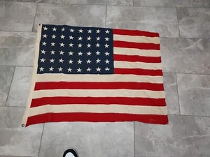 "Ungewöhnliches Muster 48 Sterne antike amerikanische Leinenflagge USA genähte Sterne 38"" x 29" - Bild 1 von 12