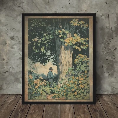 Vintage TREE FLOWER NATURE Wall Art, Tree Of Life Botanical Poster, Floral Decor - Image 1 of 4