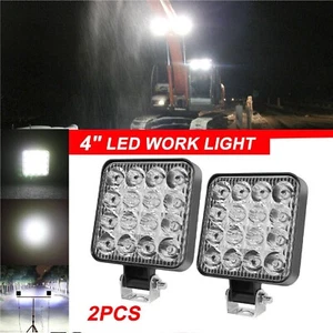 2Pcs 4Inch Square LED Work Light Pods Flood Light For Truck Offroad Tractor SUV - Picture 1 of 11