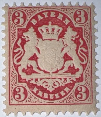 Travelstamps: Germany Bayern Stamps Scott #34 - 3 Kreuzer Mint MNH OG - Image 1 of 4