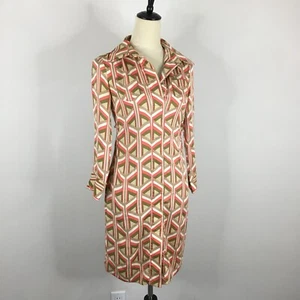 Abito donna DVF DIANE VON FURSTENBERG misto seta stampa geometrica tg 2-4 - Foto 1 di 18