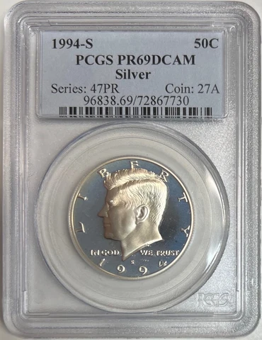 1994 S Kennedy Half Dollar PCGS PR69DCAM Silver Proof Coin 50C Cover