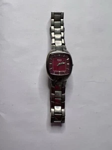 Boccia Women's Silver Toned Band Analog Watch Water Resistant Red Vintage 3P - Picture 1 of 8