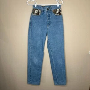 Jeans Isabel Vintage Cintura Alta Mamá con Estampado Dálmata Detalle Tapiz Talla 4 - Imagen 1 de 6