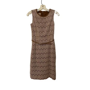 VESTIDO MUJER ANNE KLEIN Y2K MARRÓN Y CREMA CROCHET CINTURÓN TALLA 2 - Imagen 1 de 5