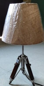 Lámpara de escritorio/mesa náutica trípode soporte de madera negro con pantalla decoración del hogar - Imagen 1 de 3
