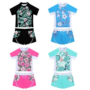 Kids Girls Bathing Suits Shorts Swimsuits Floral Print Swimwear Beach Tankini - Picture 1 of 65