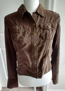 Cache Velour Jacket Size 2 Snap Button Chocolate Brown Stylish Lightweight Soft - Picture 1 of 7