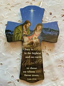 CROCE DELLA PACE PRESEPE 6" in resina, LEGNO/CARTA ottima per le feste. NUOVO! - Foto 1 di 3