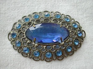 * BIJOU FANTAISIE ANCIEN PENDENTIF PIERRES BLEUES - Picture 1 of 4
