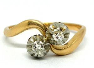 Antiguo anillo de oro de 18 quilates con diamantes - Imagen 1 de 8