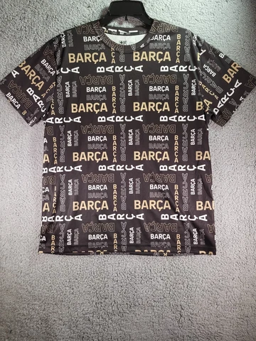 FC Barcelona Jersey Shirt Mens Large Black Barca All Over Soccer Football Logo Cover
