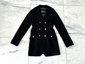 GUESS Wool Blend Pea Coat Trench Double Breasted Silver Buttons Womens Small - Picture 1 of 14