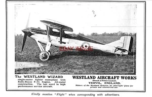 1928 Advert for Westland 'WIZARD' Aircraft with Rolls-Royce F.XI Engine Print Ad - Picture 1 of 1