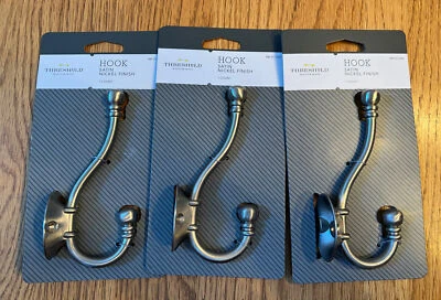 Lote 3 Umbrales 085-03-3724 Satinado Nickel Tono Plateado Bola Extremo Abrigo Sombrero Bata Gancho Foto 1 de 2