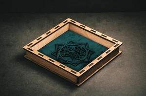 Eldritch Dice Tray, Walnut Square Wooden Dice Tray, D&D Tabletop Rolling Tray - Picture 1 of 2