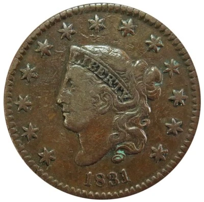 1831 USA LARGE CENT MATRON HEAD COIN VERY FINE CONDITION - Image 1 of 2