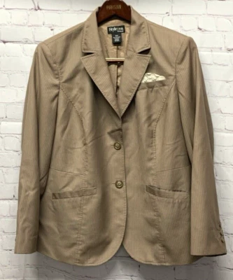 Style&Co. Blazer Chaqueta Talla Grande 16W Marrón Rayas Traje Separado Foto 1 de 4