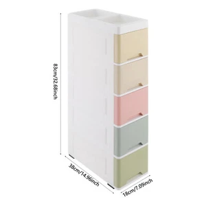5 Tiers Narrow Storage Organizer Cabinet Sturdy Bathroom Floor Standing Cabinet - Picture 1 of 21