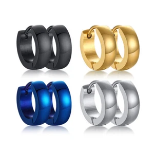 Pendientes de aro únicos para hombre 316L de acero inoxidable para hombre hebilla de oreja regalo - Imagen 1 de 16