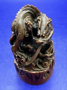 "Figura de dragón de colección Sou Shan gres resina roja réplica - Taiwán 3""" - Imagen 1 de 6