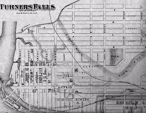 Turners Falls MA 1871 Street Map with Homeowners Names Shown - Picture 1 of 2