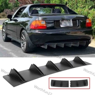 Black Rear Bumper Diffuser Fins Spoiler Lip Splitter Fit For Honda Civic Del Sol - Image 1 of 4