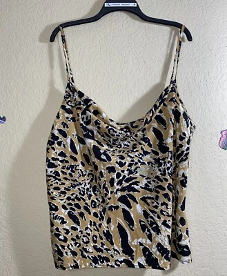 Camiseta sin mangas Topshop cuello capucha satinado en leopardo cami nueva con etiquetas talla 14 Foto 1 de 4