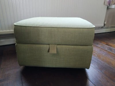 DFS Light Green Footstool, used, excellent condition, 61cm x 56cm x 35cm - Image 1 of 3