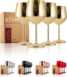 Unbreakable Stainless Steel Wine Glasses Set Outdoor Camping Pool Travel New - Picture 1 of 7