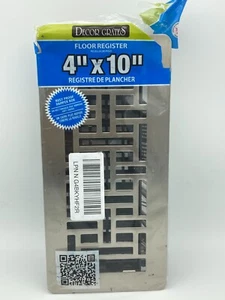 Grate decorative AJH410-NKL Registro da pavimento, 4" x 10", 4x10, finitura nichel spazzolato - Foto 1 di 4