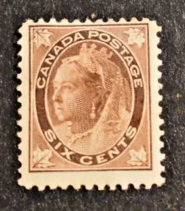 1897 Canada Stamp - Scott #71 - 6 Cent Victoria Maple Leaf Issue - MT/HG/OG/F-VF - Picture 1 of 2