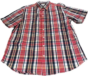 Old Navy Mens Shirt Button-Down Short Sleeve Size XL Red Plaid 100% Cotton - Picture 1 of 10