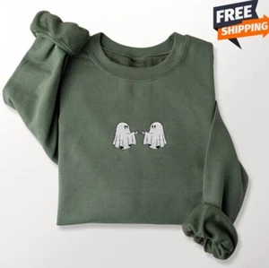 Sweatshirt Paar Geist bestickt, süßes Boo, Paar, passendes Paar Rundhalsausschnitt - Bild 1 von 13