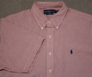 Ralph Lauren Polo Shirt Men's XL Red Striped Short Sleeve Classic Fit - Picture 1 of 16