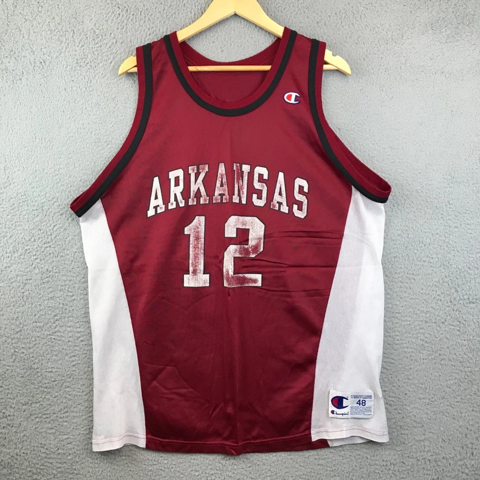 Vintage Arkansas Razorbacks NCAA Basketball Jersey Champion Jersey #12 48 - Image 1 of 4