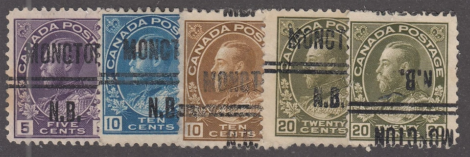 Canadá Precancelación "MONCTON" 1-112a, 1-117, 1-118, 1-119, 1-119a Foto 1 de 1