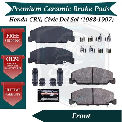 Nuevo kit de pastillas de freno delanteras de cerámica OE para Honda Civic Del Sol 1988-1997 y CRX Foto 1 de 4