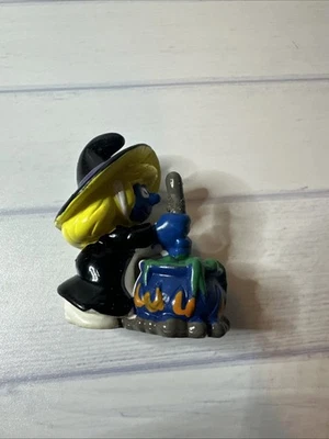 Halloween Smurfs Smurfette Witch Cauldron Figure Rare Divination Figurine Smurf - Image 1 of 3