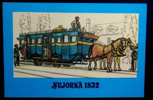 1988 LATVIA POCKET CALENDAR - HORSE TRAIN IN NEW YORK -USA 1832 year - Picture 1 of 1