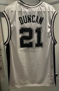 Tim Duncan San Antonio Spurs NBA Jersey Men L Adidas Home White Fundamental #21 - Picture 1 of 6