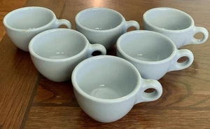 Set Of 6 Buffalo China Lune Blue Flat Coffee Cup Mug Restaurant Ware Vintage - Picture 1 of 5