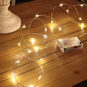 LED Fairy Lights Battery Operated 16ft Copper Wire Mini String Lights Warm White - Picture 1 of 7