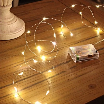 LED Fairy Lights Battery Operated 16ft Copper Wire Mini String Lights Warm White - Image 1 of 4